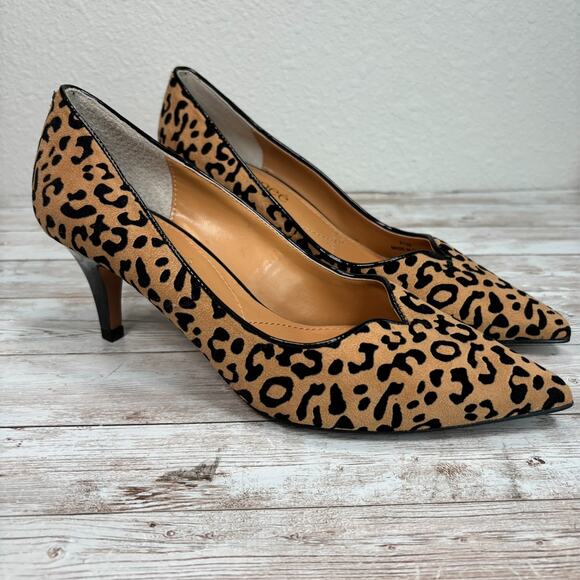 J RENEE Alipha Pumps 8.5 Cheetah Suede Pointed Toe Professional Classic Heels - Picture 2 of 12